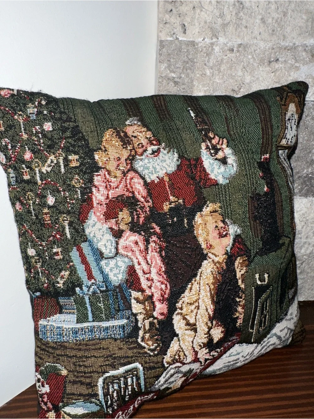 Vintage Coca-Cola Christmas Santa Tapestry Pillow 12x12 Holiday